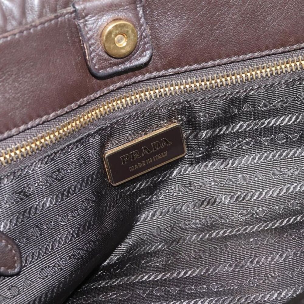 Prada Gaufre Nappa Leather Brown Leather Tote Bag Bag - Picture 6 of 16